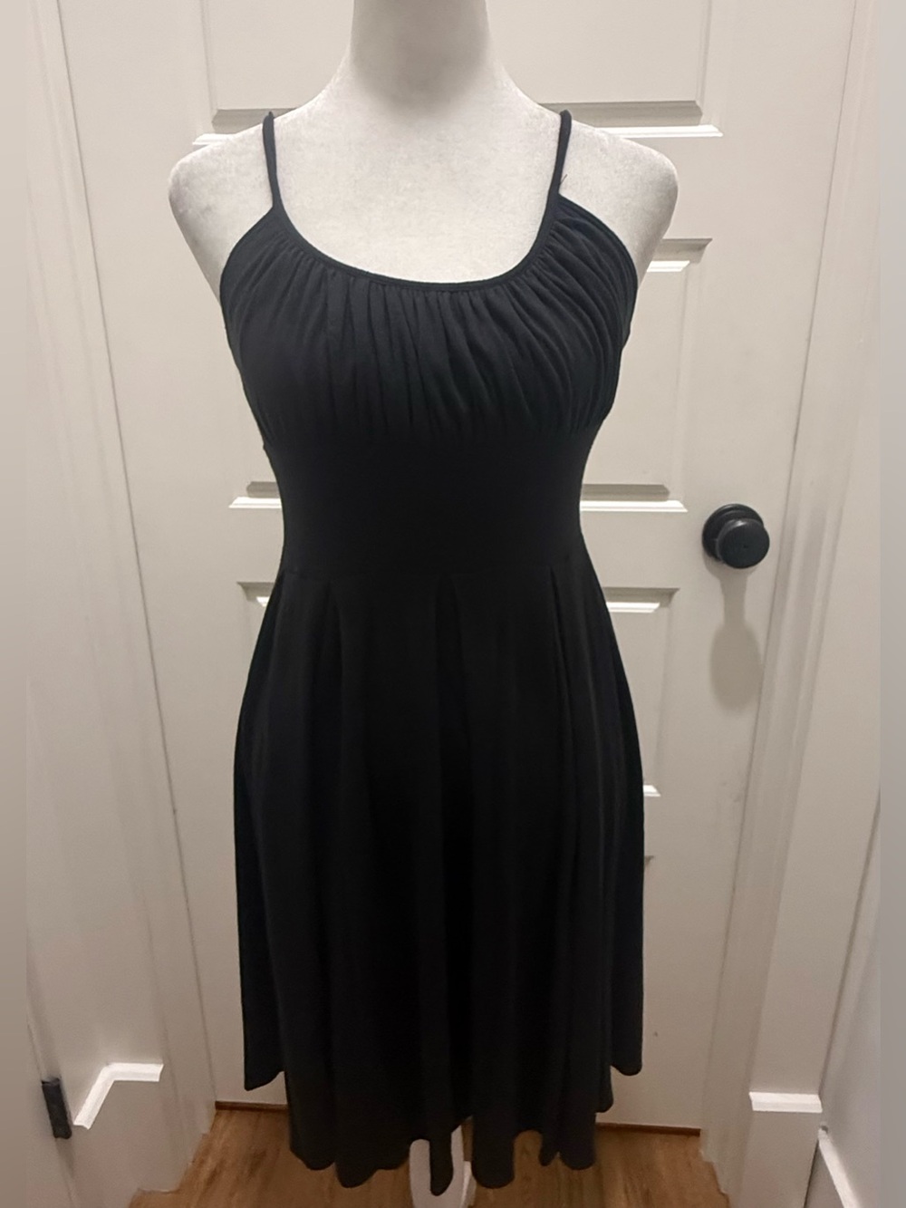 Anthropologie. Odille black Modal Ruched Top Mini Dress. Size XS.
